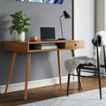 Scrivania Mid-Century con Cassetto Acacia Marrone Chiaro: Piano in MDF, Gambe in Legno Massello, Mobili per Ufficio Domestico