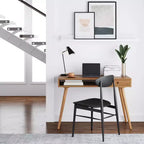 Scrivania Mid-Century con Cassetto Acacia Marrone Chiaro: Piano in MDF, Gambe in Legno Massello, Mobili per Ufficio Domestico