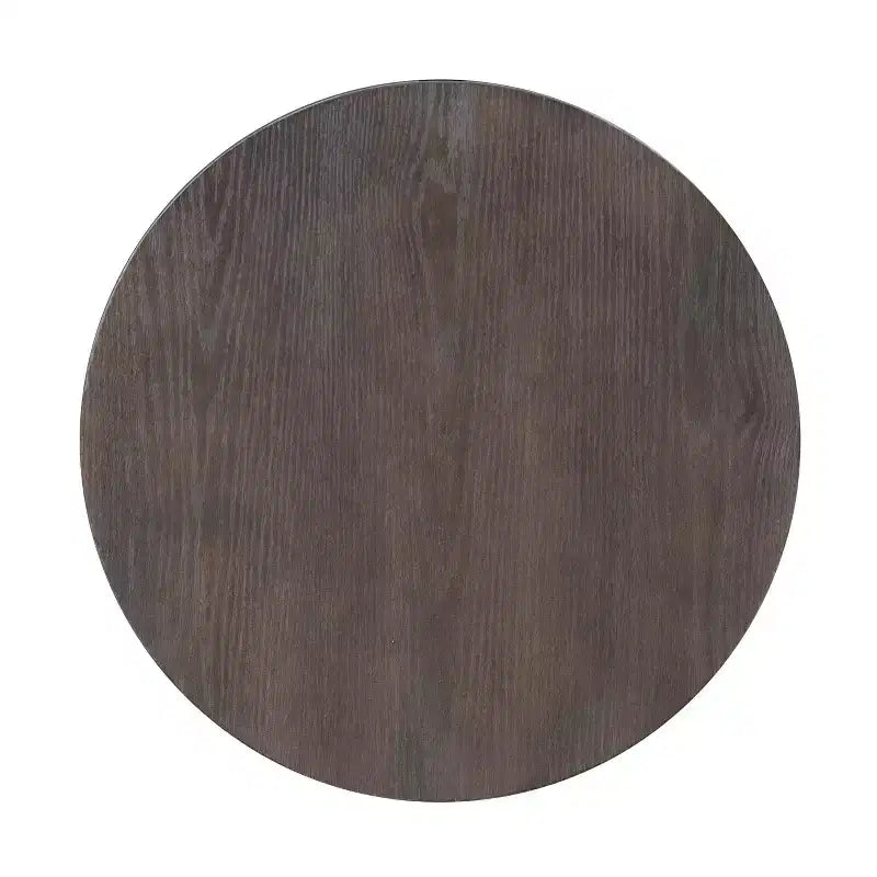 Tavolini da caffè e laterali rotondi con ripiano in legno e struttura in metallo grigio carbone Marrone carbone: Mobili rustici per soggiorno
