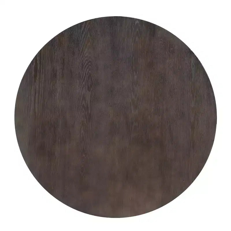 Tavolini da caffè e laterali rotondi con ripiano in legno e struttura in metallo grigio carbone Marrone carbone: Mobili rustici per soggiorno