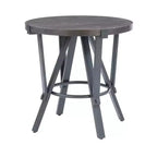 Tavolini da caffè e laterali rotondi con ripiano in legno e struttura in metallo grigio carbone Marrone carbone: Mobili rustici per soggiorno
