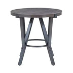 Tavolini da caffè e laterali rotondi con ripiano in legno e struttura in metallo grigio carbone Marrone carbone: Mobili rustici per soggiorno