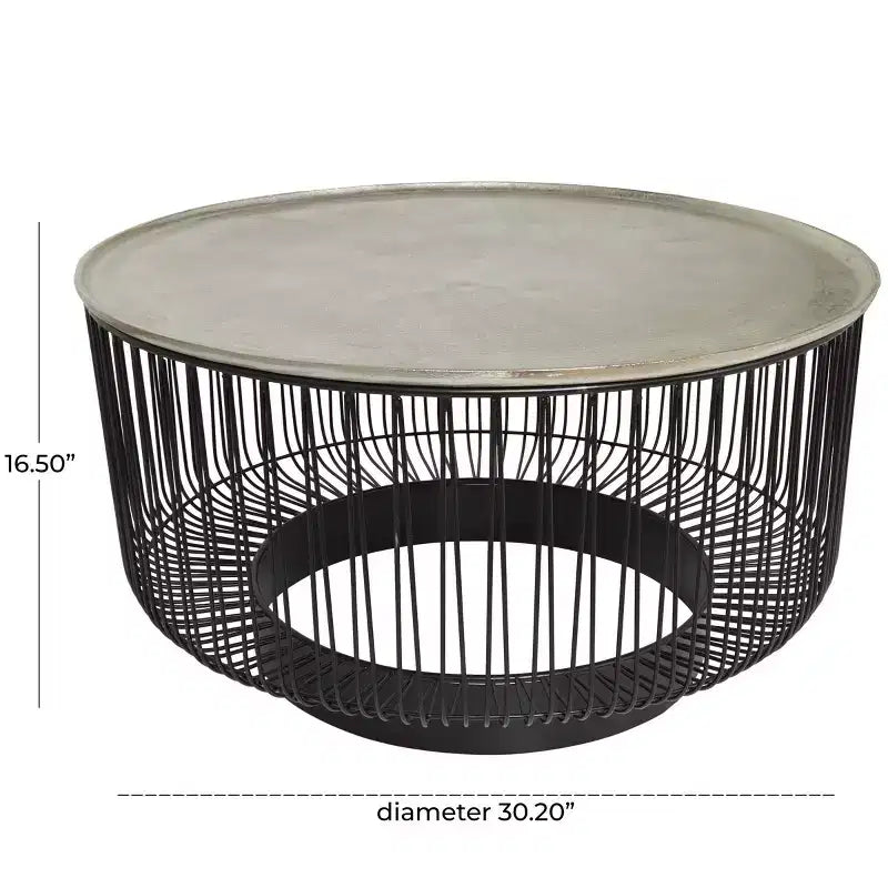 Tavolino da Caffè in Filo Metallico Geometrico a Cornice Aperta