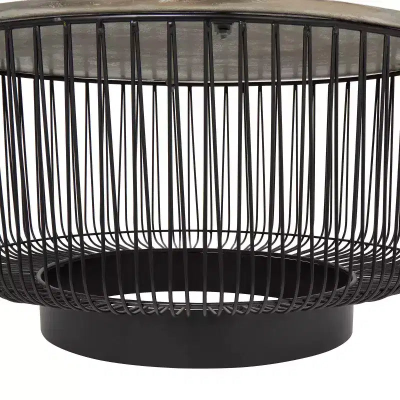 Tavolino da Caffè in Filo Metallico Geometrico a Cornice Aperta