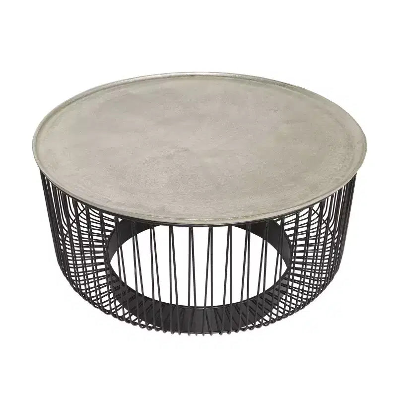 Tavolino da Caffè in Filo Metallico Geometrico a Cornice Aperta