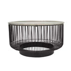 Tavolino da Caffè in Filo Metallico Geometrico a Cornice Aperta