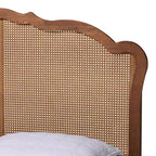 Letto a piattaforma Queen in legno e rattan, marrone noce