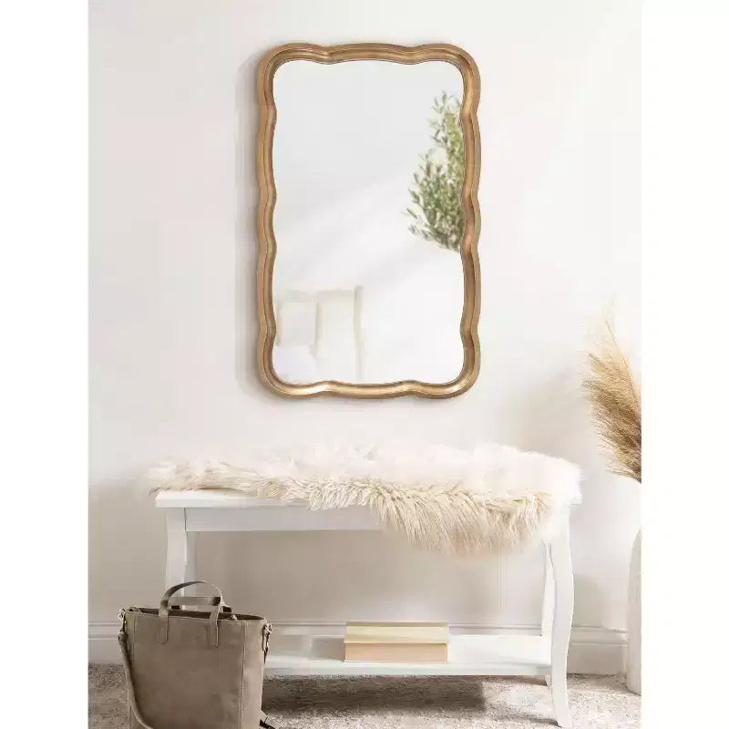 Specchio con cornice smerlata in MDF, 24x38, oro
