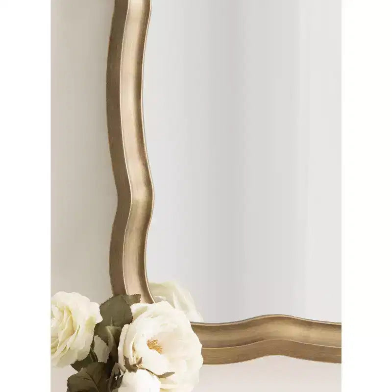 Specchio con cornice smerlata in MDF, 24x38, oro