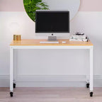 Scrivania mobile in metallo larga 120 cm per home office con piano in acero