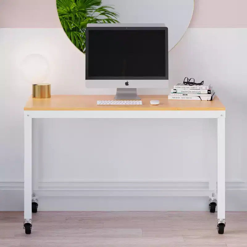 Scrivania mobile in metallo larga 120 cm per home office con piano in acero