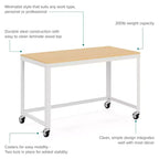 Scrivania mobile in metallo larga 120 cm per home office con piano in acero
