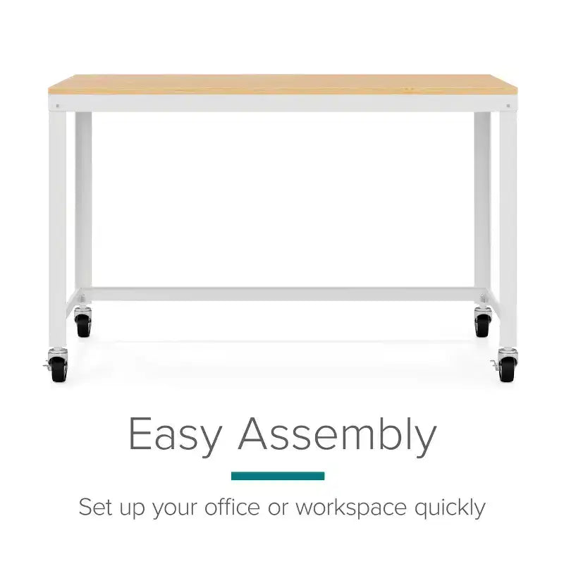 Scrivania mobile in metallo larga 120 cm per home office con piano in acero