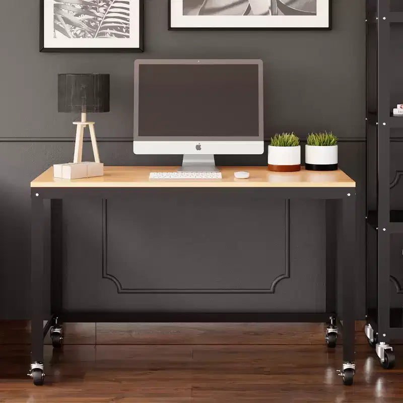 Scrivania mobile in metallo larga 120 cm per home office con piano in acero