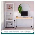 Scrivania mobile in metallo larga 120 cm per home office con piano in acero