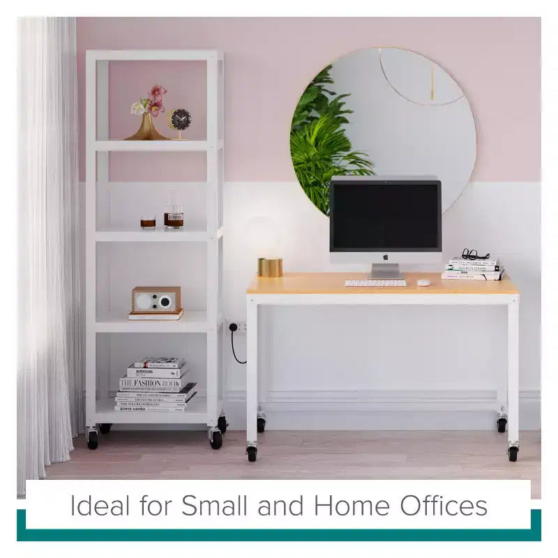Scrivania mobile in metallo larga 120 cm per home office con piano in acero