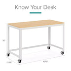 Scrivania mobile in metallo larga 120 cm per home office con piano in acero