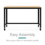 Scrivania mobile in metallo larga 120 cm per home office con piano in acero