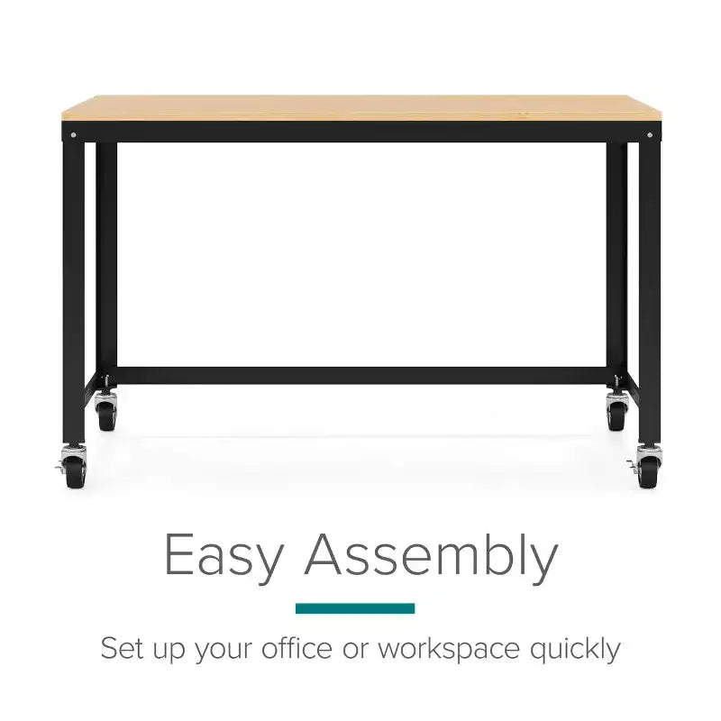 Scrivania mobile in metallo larga 120 cm per home office con piano in acero