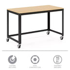 Scrivania mobile in metallo larga 120 cm per home office con piano in acero
