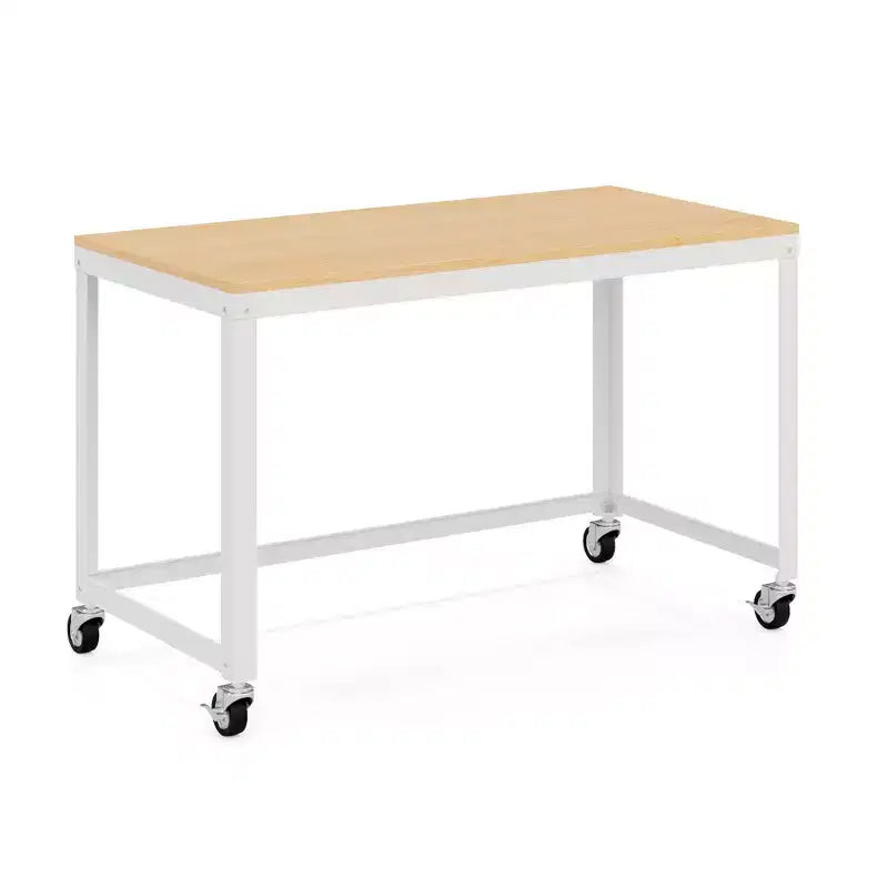 Scrivania mobile in metallo larga 120 cm per home office con piano in acero