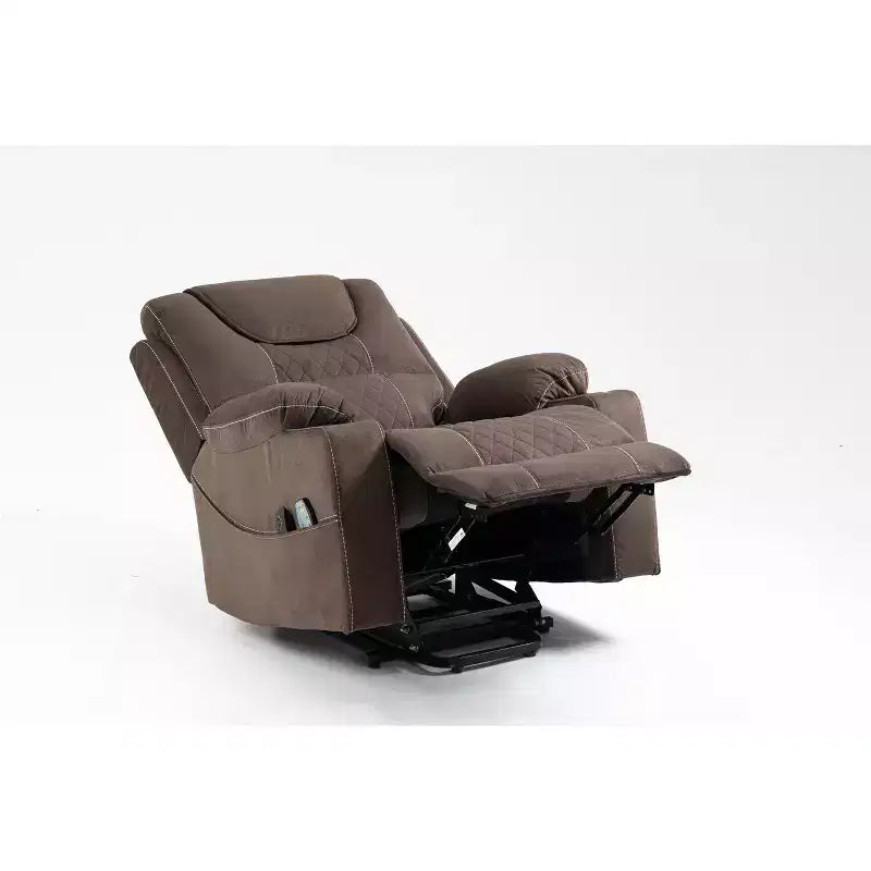 Poltrona elevabile elettrica in similpelle/velluto, Poltrona relax elettrica reclinabile per anziani