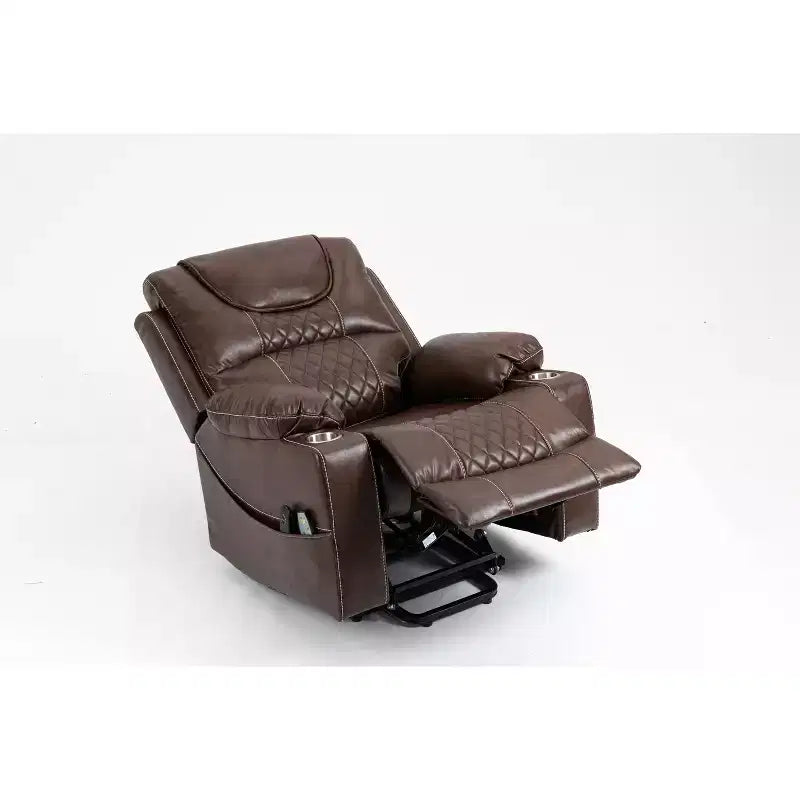 Poltrona elevabile elettrica in similpelle/velluto, Poltrona relax elettrica reclinabile per anziani