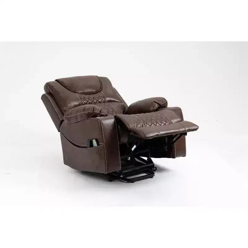 Poltrona elevabile elettrica in similpelle/velluto, Poltrona relax elettrica reclinabile per anziani