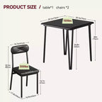 Tavolo da pranzo piccolo per 2 persone, set da 3 pezzi per cucina/bar/dinette quadrata, con sedie imbottite in PU