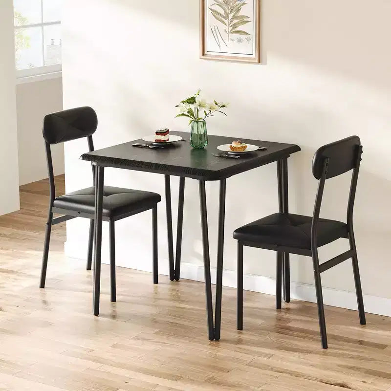 Tavolo da pranzo piccolo per 2 persone, set da 3 pezzi per cucina/bar/dinette quadrata, con sedie imbottite in PU