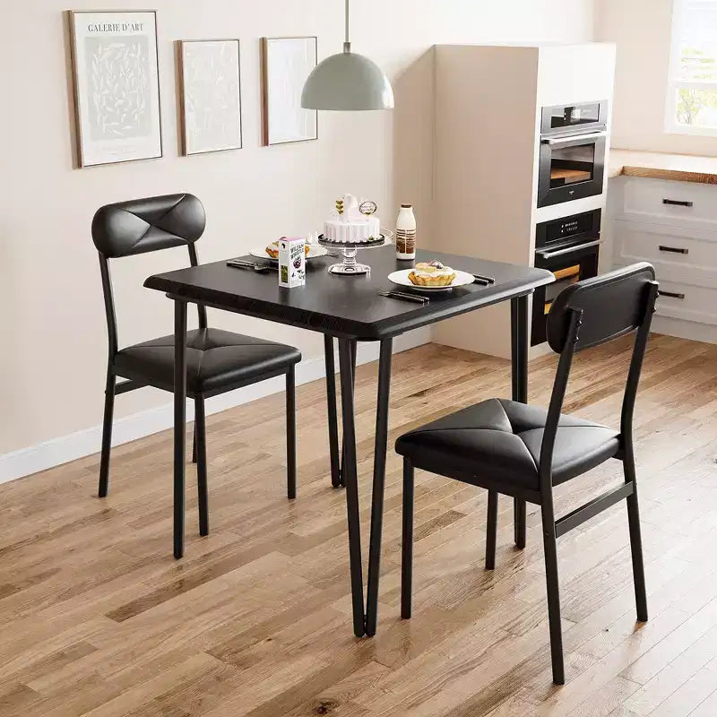 Tavolo da pranzo piccolo per 2 persone, set da 3 pezzi per cucina/bar/dinette quadrata, con sedie imbottite in PU