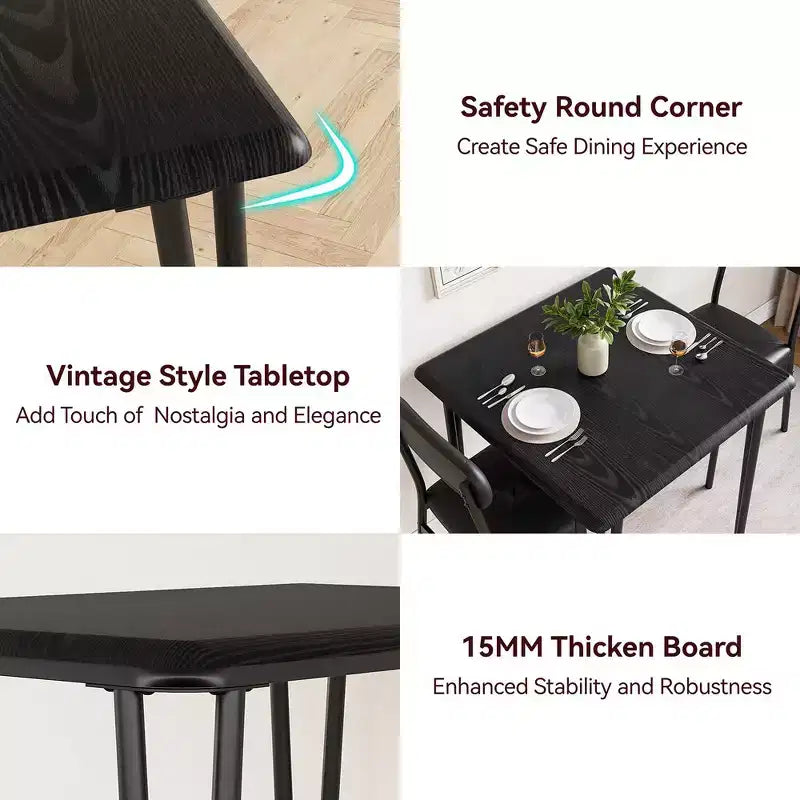 Tavolo da pranzo piccolo per 2 persone, set da 3 pezzi per cucina/bar/dinette quadrata, con sedie imbottite in PU