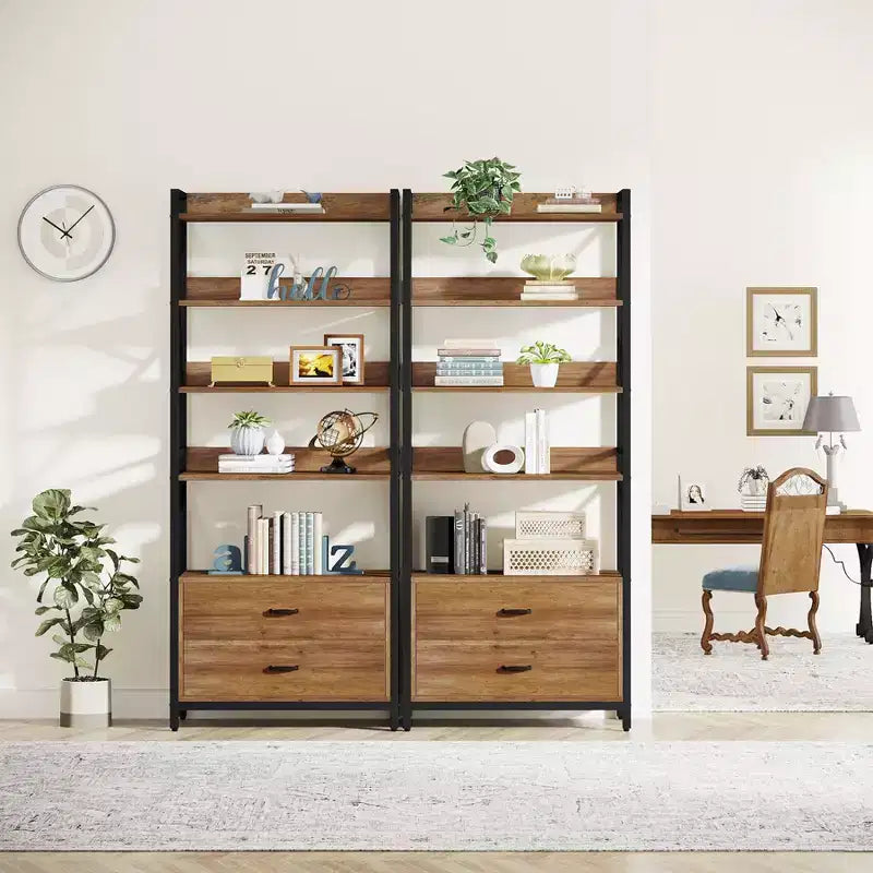 Libreria aperta a 5 ripiani e 2 cassetti 70,8