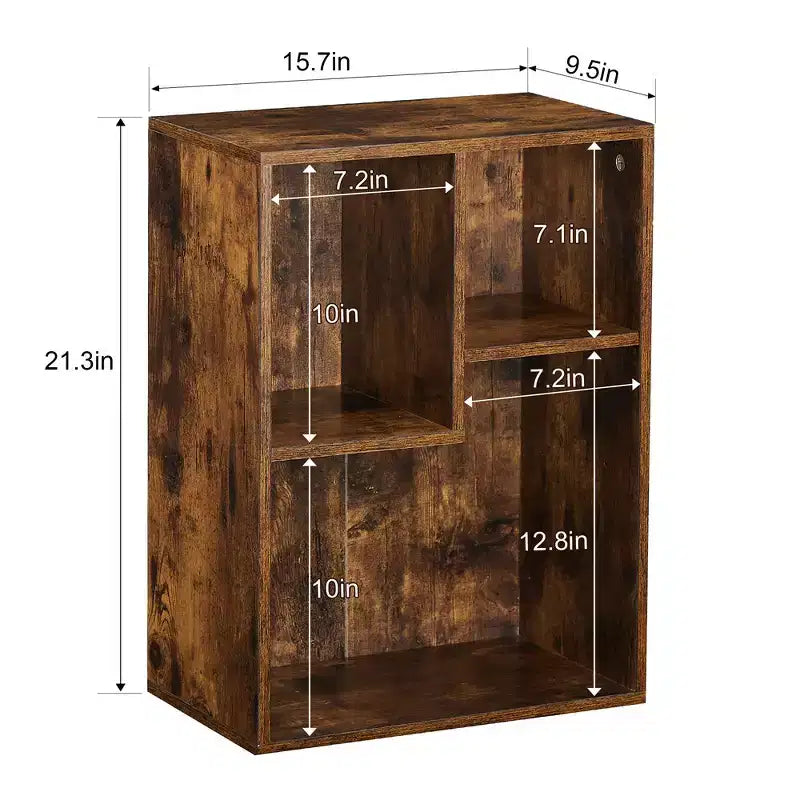 Libreria a 3 ripiani autoportante per casa, ufficio, soggiorno, organizer espositore aperto, scaffale, finitura rovere, mobili d'arredo