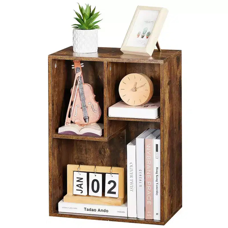 Libreria a 3 ripiani autoportante per casa, ufficio, soggiorno, organizer espositore aperto, scaffale, finitura rovere, mobili d'arredo