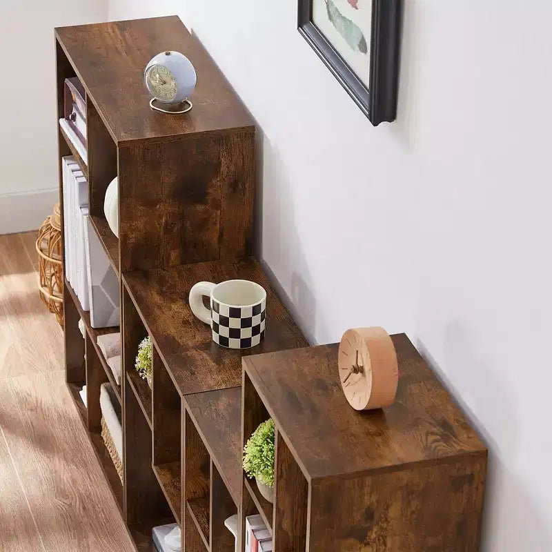 Libreria a 3 ripiani autoportante per casa, ufficio, soggiorno, organizer espositore aperto, scaffale, finitura rovere, mobili d'arredo