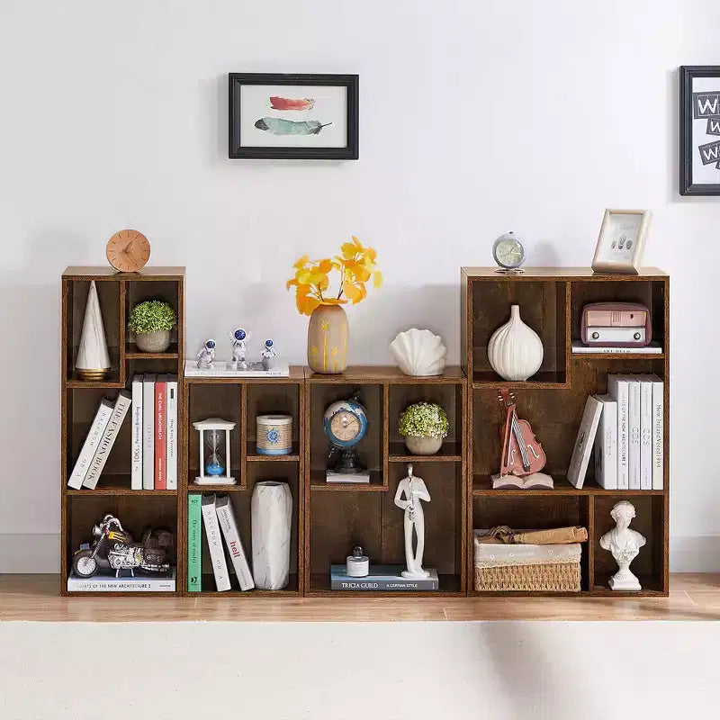 Libreria a 3 ripiani autoportante per casa, ufficio, soggiorno, organizer espositore aperto, scaffale, finitura rovere, mobili d'arredo