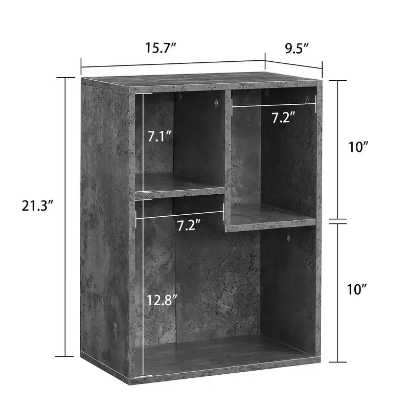 Libreria a 3 ripiani autoportante per casa, ufficio, soggiorno, organizer espositore aperto, scaffale, finitura rovere, mobili d'arredo
