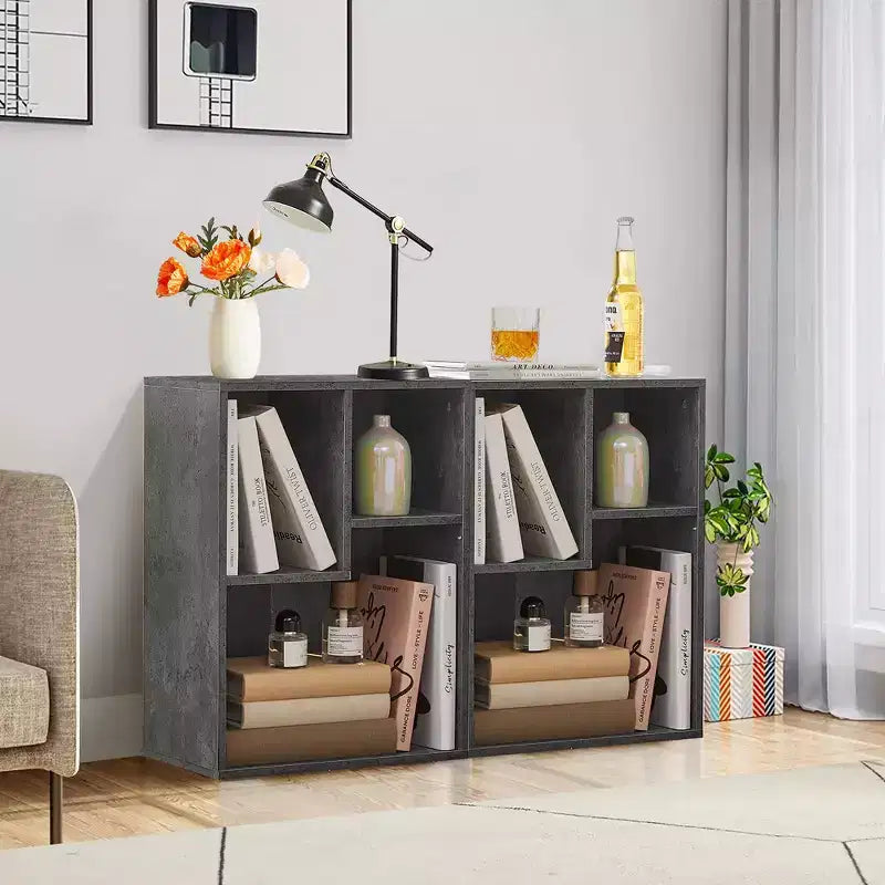 Libreria a 3 ripiani autoportante per casa, ufficio, soggiorno, organizer espositore aperto, scaffale, finitura rovere, mobili d'arredo