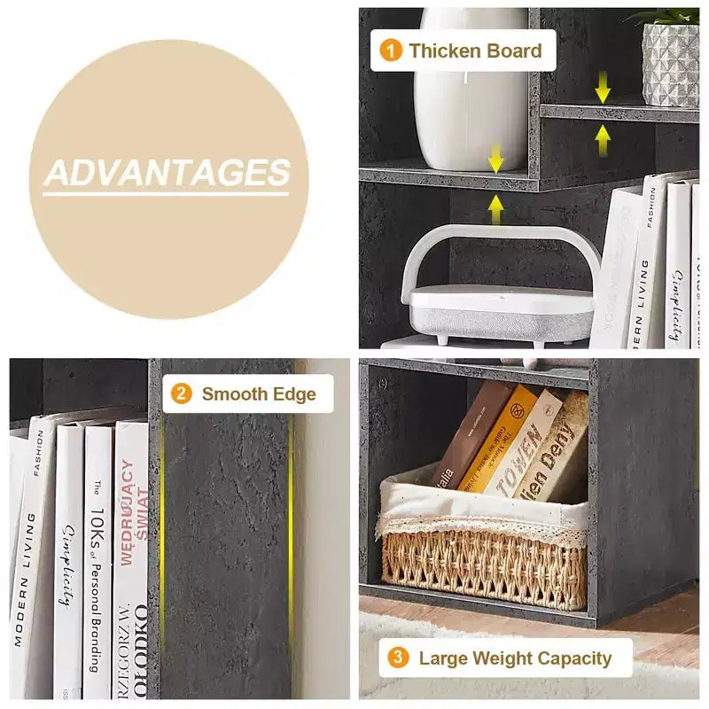 Libreria a 3 ripiani autoportante per casa, ufficio, soggiorno, organizer espositore aperto, scaffale, finitura rovere, mobili d'arredo