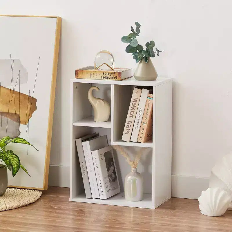Libreria a 3 ripiani autoportante per casa, ufficio, soggiorno, organizer espositore aperto, scaffale, finitura rovere, mobili d'arredo