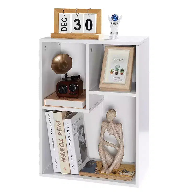 Libreria a 3 ripiani autoportante per casa, ufficio, soggiorno, organizer espositore aperto, scaffale, finitura rovere, mobili d'arredo