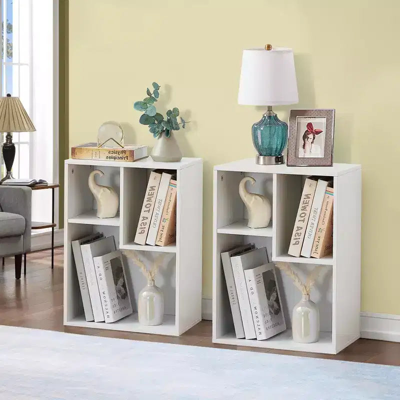 Libreria a 3 ripiani autoportante per casa, ufficio, soggiorno, organizer espositore aperto, scaffale, finitura rovere, mobili d'arredo