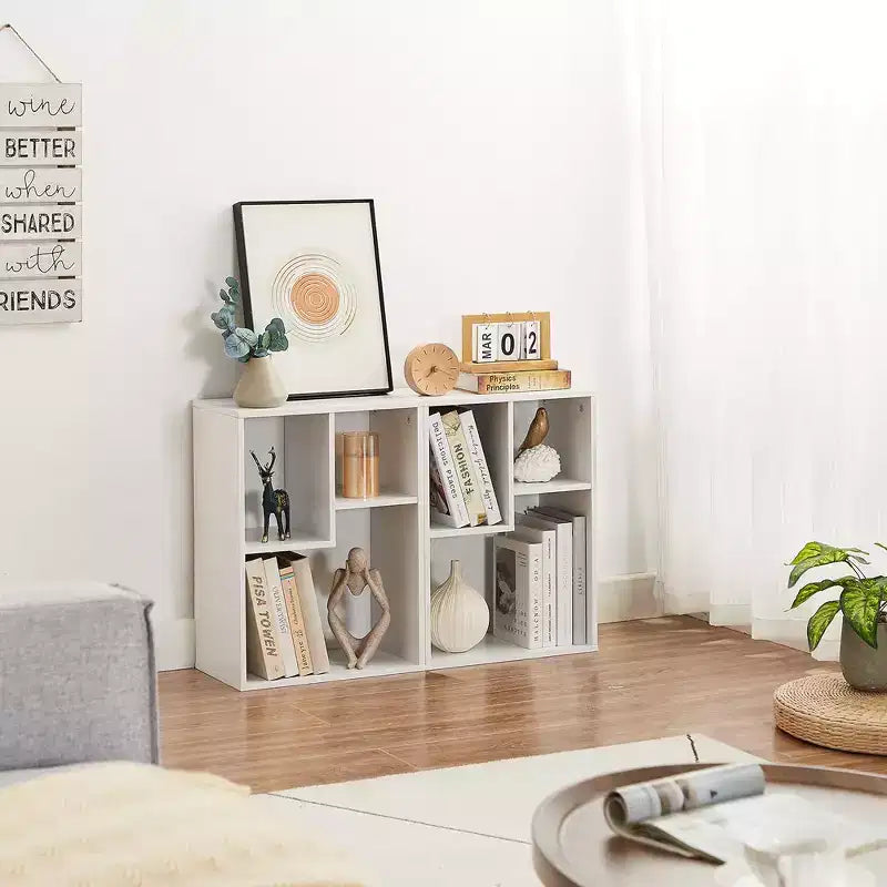 Libreria a 3 ripiani autoportante per casa, ufficio, soggiorno, organizer espositore aperto, scaffale, finitura rovere, mobili d'arredo