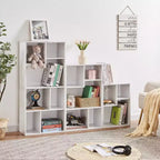 Libreria a 3 ripiani autoportante per casa, ufficio, soggiorno, organizer espositore aperto, scaffale, finitura rovere, mobili d'arredo