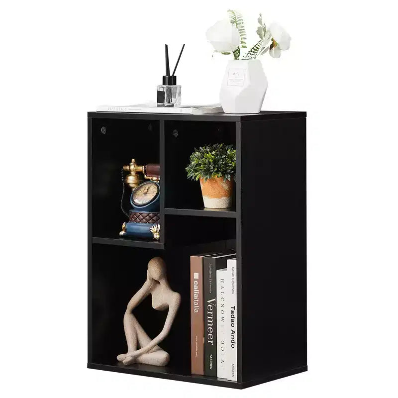 Libreria a 3 ripiani autoportante per casa, ufficio, soggiorno, organizer espositore aperto, scaffale, finitura rovere, mobili d'arredo