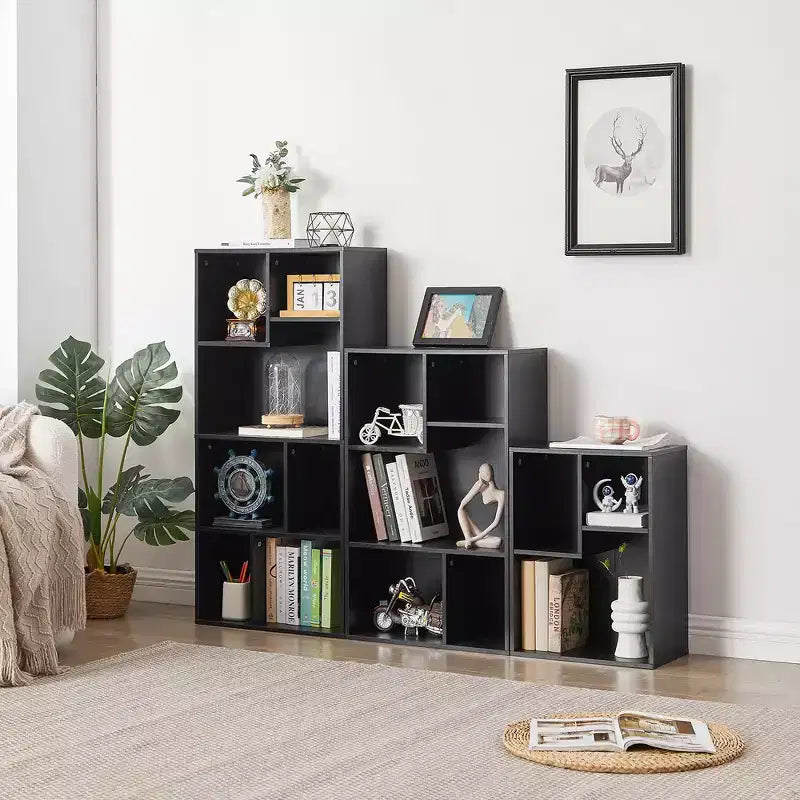 Libreria a 3 ripiani autoportante per casa, ufficio, soggiorno, organizer espositore aperto, scaffale, finitura rovere, mobili d'arredo