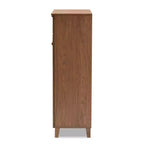 Scarpiera in legno con ripiani e cassetto