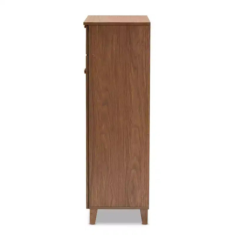 Scarpiera in legno con ripiani e cassetto