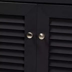 Scarpiera in legno con ripiani e cassetto